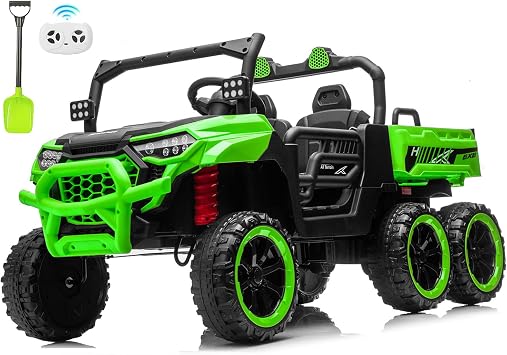 24V Kids Ride on Dump Truck, Two Seater Battery Powered Truck Car w/Electric Dump Bed, Remote Control, Shovel Toy, 4X100W Motor, Music, Wireless, LED Light, Ride on Toys Boys Girls, Green