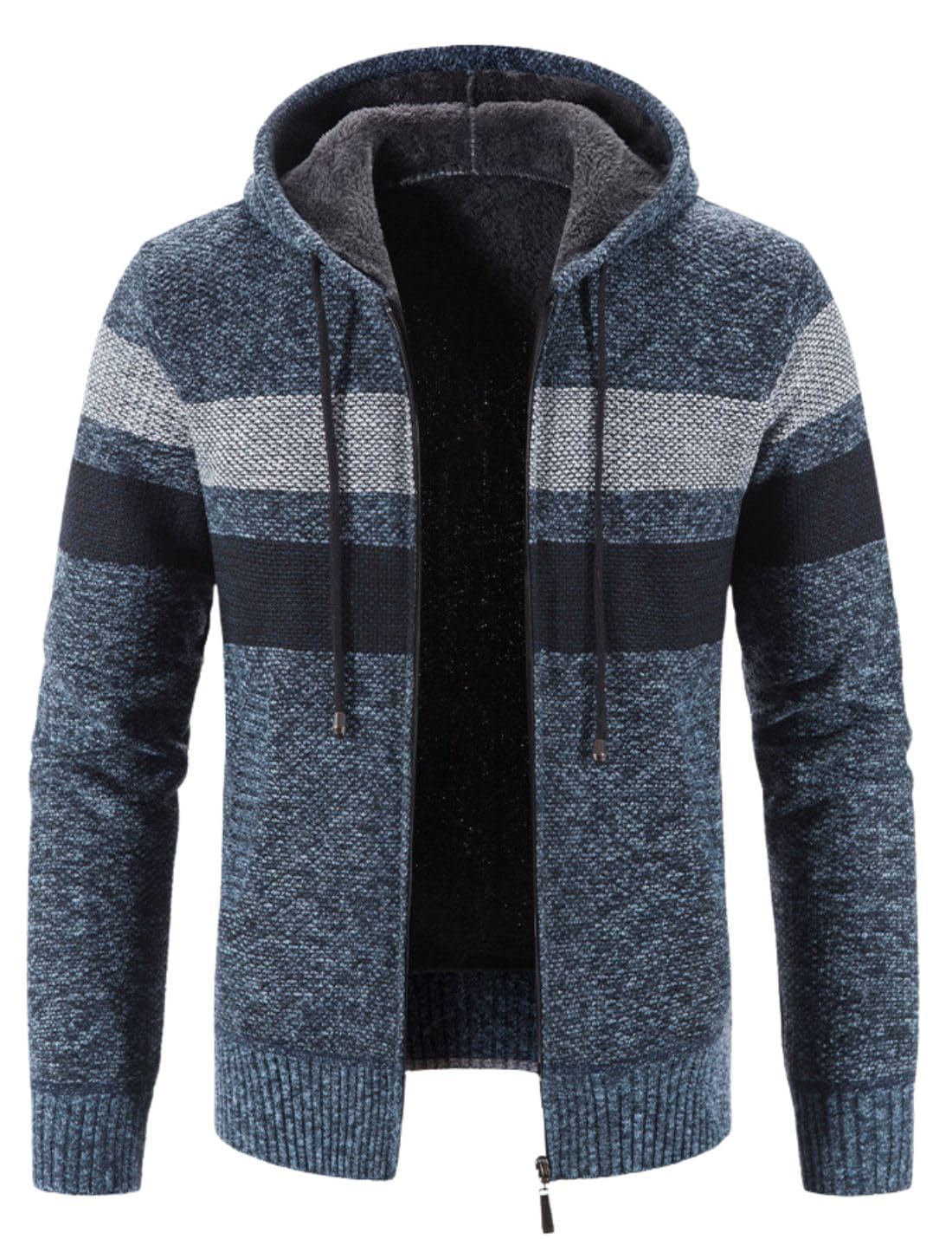 Kinkia Men's Fleece Lined Hoodie Winter Warm Full Zipper Cardigan Sweater