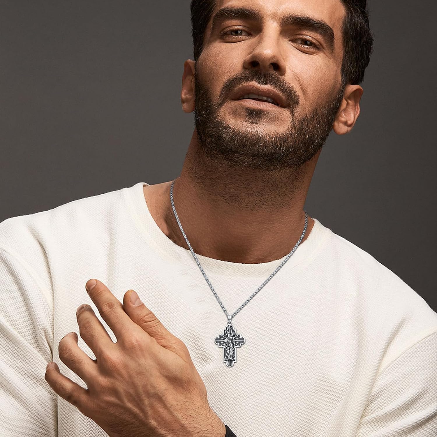 TwoAnts 925 Sterling Silver Patron Saint Medal Necklace Protection Catholic Jewelry Gifts for Men Women - Image 4