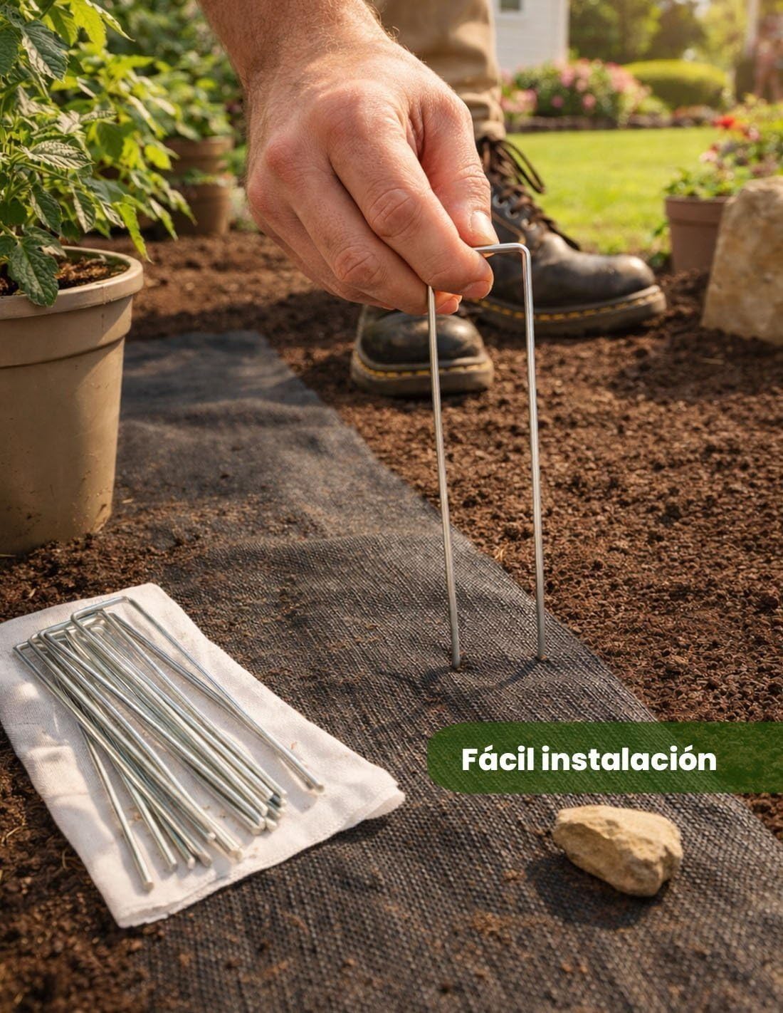 Jardin202 - Malla Antihierbas (Negro) 120gr | Resistente Estabilizada UV | Malla contra Las Malas Hierbas | 2 x 10 m + 20 Anclajes -