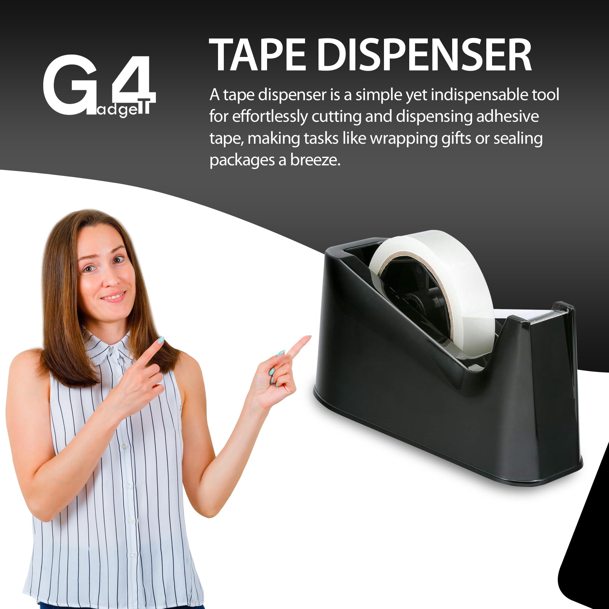 Dispenser per nastro resistente, base in gomma antiscivolo, lama affilata di alta qualità, distributore adesivo da scrivania, taglio uniforme, erogazione con una sola mano