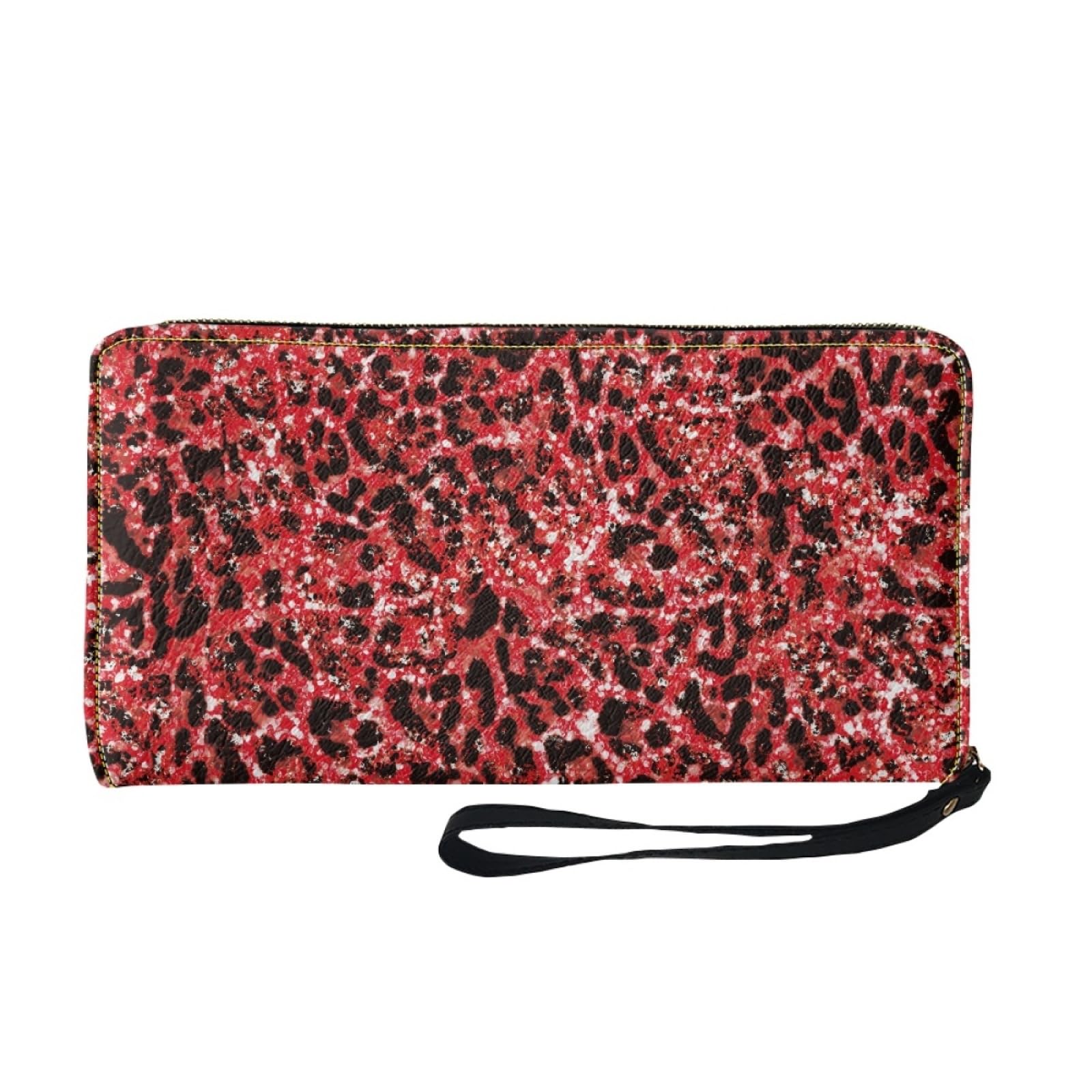 Portafoglio Donna Portamonete Porta Carte di Credito Donna Uomo Wallet | Portafogli con Zip e Cinturino da Polso Leggero Durabile Portatile,Impermeabile Cuoio,Rosso Astratto 11x20cm/3 Unità