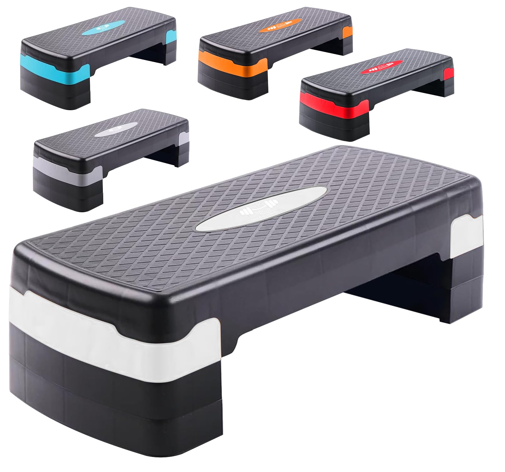 FK Sports Steppers for Exercise & Workout - 2 to 5 (10, 15, 20, 25 & 30 CM) Levels of Adjustable Height Aerobic Step - Exercise Step for Home & Gym, Mini Stepper (3 Level White)
