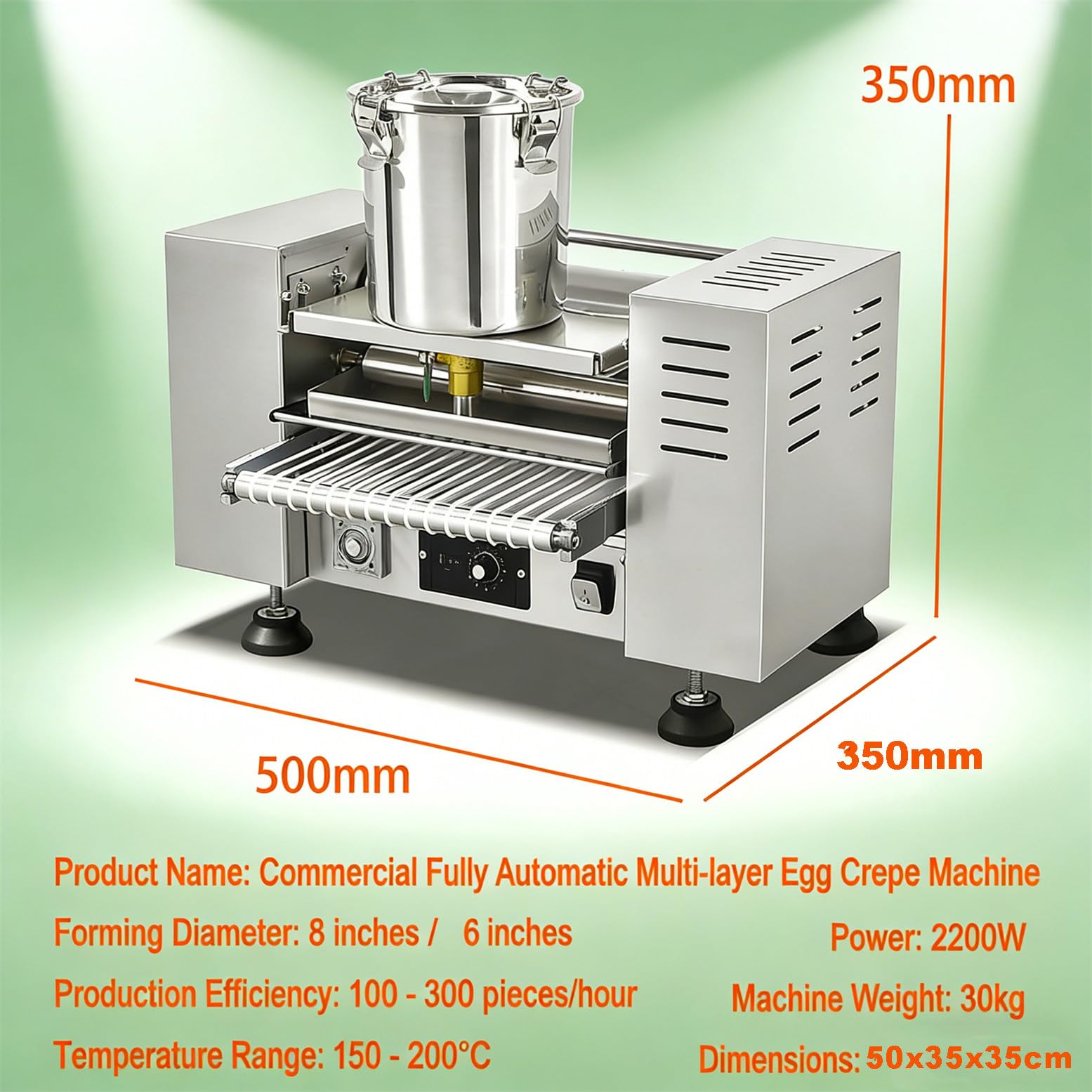 Macchina Automatica per la Preparazione di croste di Torte, Macchina per crêpe elettrica da 2200 W con velocità Regolabile (0-200 °C), per Torte Mille crêpe da 6/8 Pollici 6in