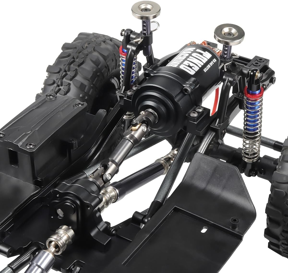 Metal Front Planetary Gearbox Transfer Case Transmission Drive Shaft Skid Plate Set for 1/10 RC Rock Crawler SCX10 II 90046 Chassis Metal Prefixal Gearbox Upgrade (Black)