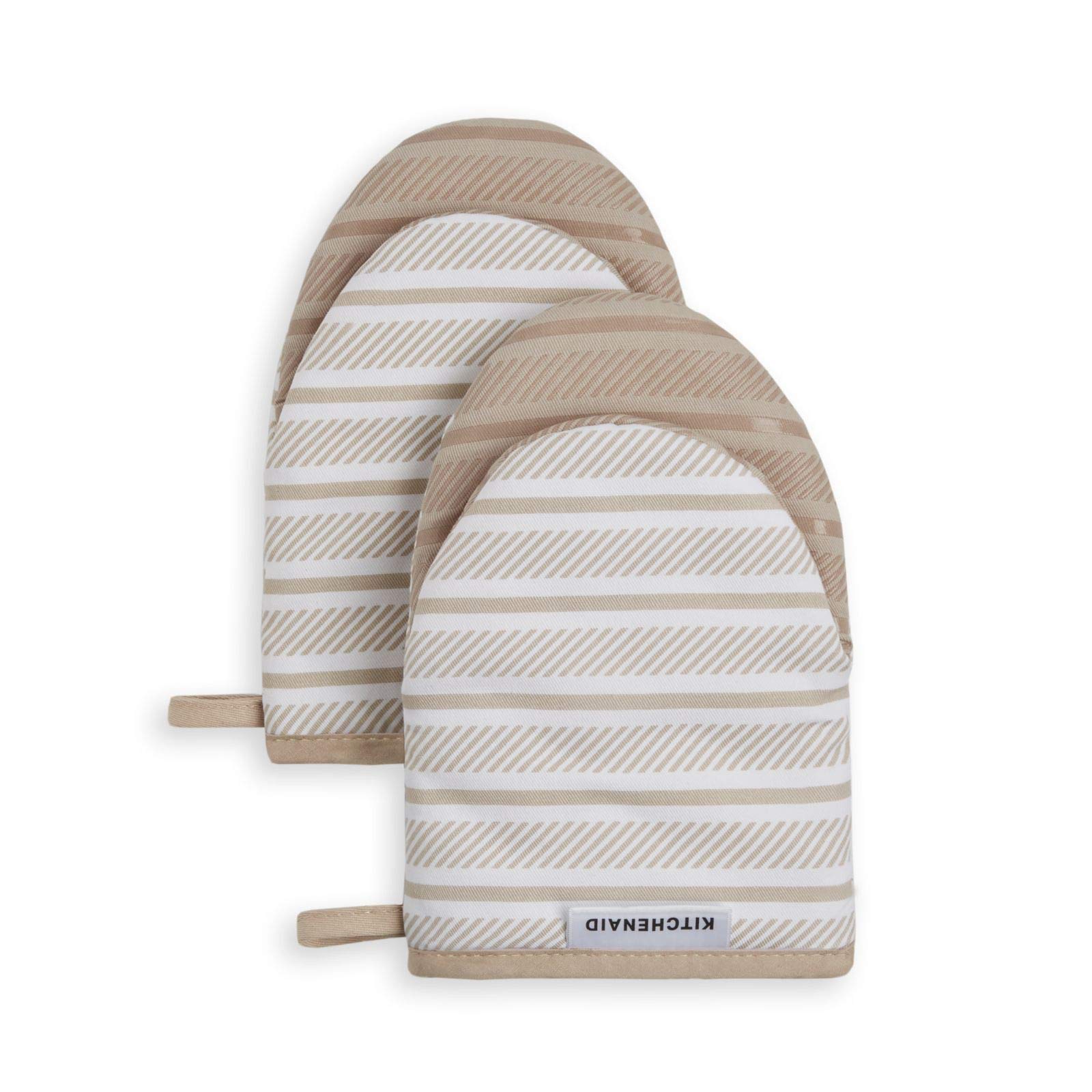 KitchenAid Albany Mini Oven Mitt 2-Pack Set, Milkshake Tan, 5.5"x8"