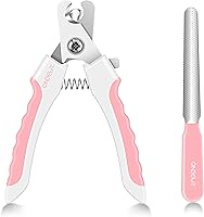 OneCut 6" Professional Dog Nail Clippers with Safety Guard & Nail File - Safe Trimmers for Small, Medium, Large Dogs, Cats, Rabbits, Guinea Pigs (Pink)