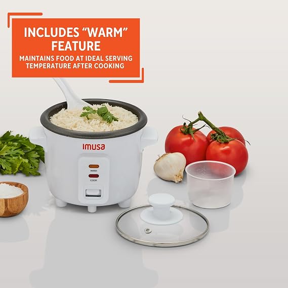 IMUSA 1.5cup Electric Ceramic Rice Cooker, White