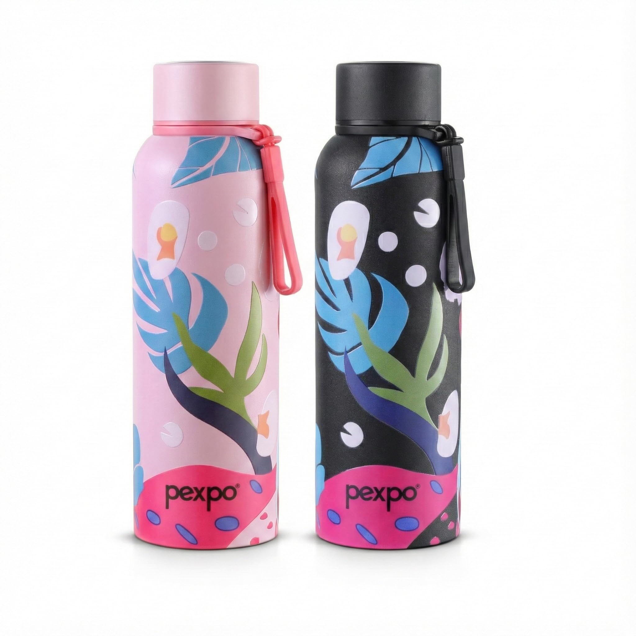 Go24 pexpo Stainless Steel Insulated Flask Bravo Pink & Black 700ml