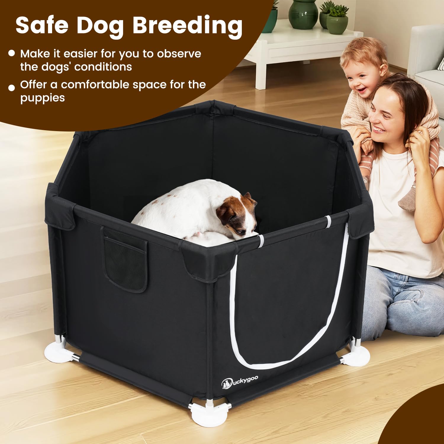 Box per cani – 61 cm di lunghezza x 61 cm di larghezza x 63 cm di altezza, recinto da gioco per cuccioli, scatola per il parto per animali domestici, in tessuto Oxford 600D con cuscinetto
