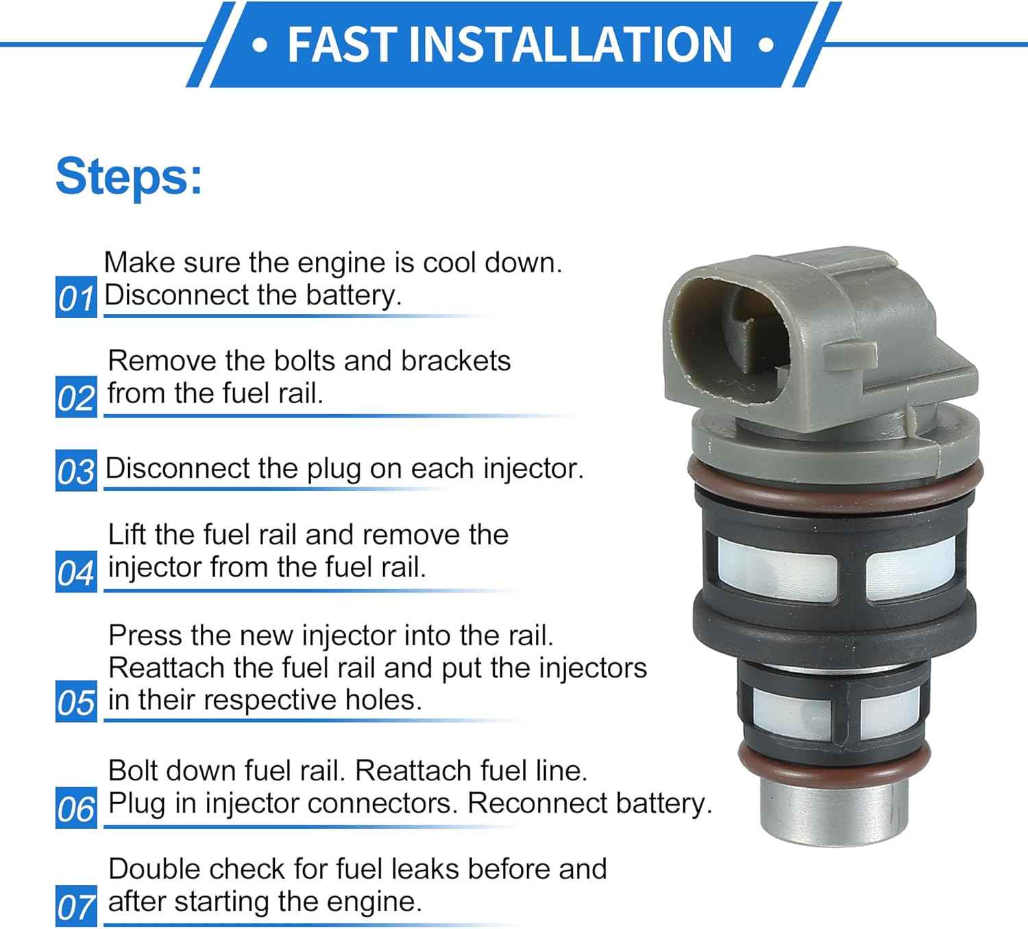 4 Pcs Fuel Injector Compatible for Chevrolet S10 94-99 2.2L for Chevrolet Cavalier 1994-1997 2.2L, Flow Matched Plastic Gray Fuel Injection Nozzle