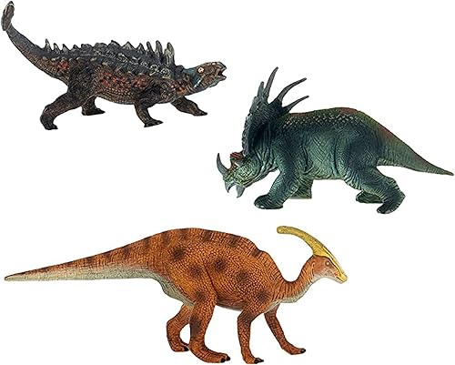 Miniatura 3 de Ankylosaurus Triceratops and Parasaurolophus - Figura de dinosaurio de 8 pulgadas para niños, juego de 3 piezas