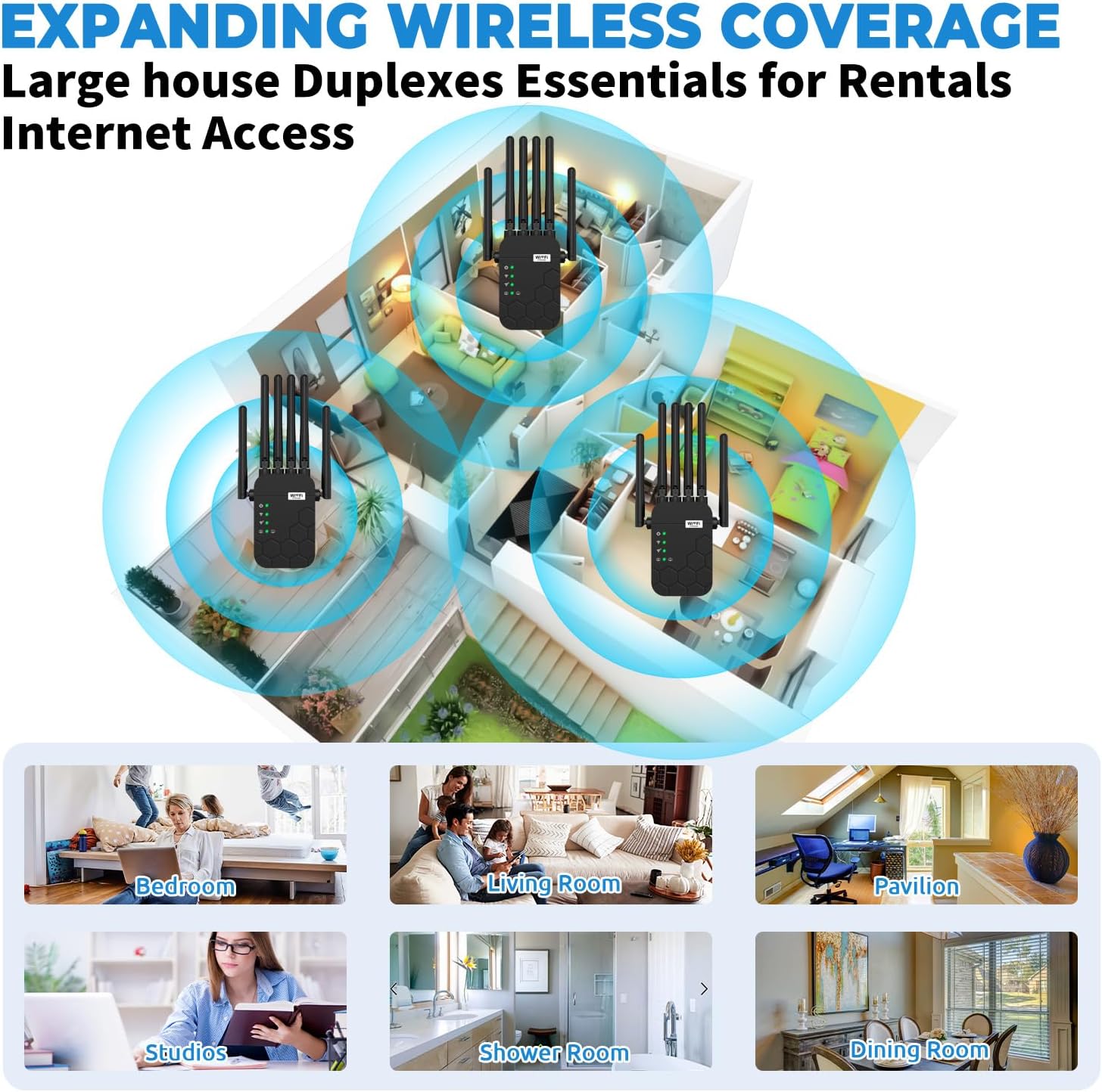 2026 WiFi Extender Signal Booster, Dual Band 5.8GHz&2.4GHz, 6X Faster, WiFi Booster Covers Up to 13880 Sq.ft, WiFi Repeater 1.2Gbps with Ethernet Port, Connects 100+ Devices, One-tap Setup