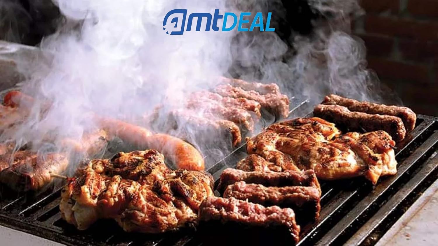 AMT DEAL(アムティディール) 燻製ボックス グリル、トング、ブラシセット - 厚手で丈夫なステンレススチールBBQアクセサリ