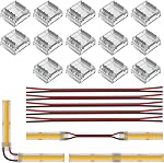 BTF-LIGHTING FCOB COB 8mm 0.31in Kit de connecteur 14pcs Connecteur transparent 5pcs 15cm Longue 20AWG Fils d'extension pour sans soudure sans fil,FCOB Connexion du coin de bande