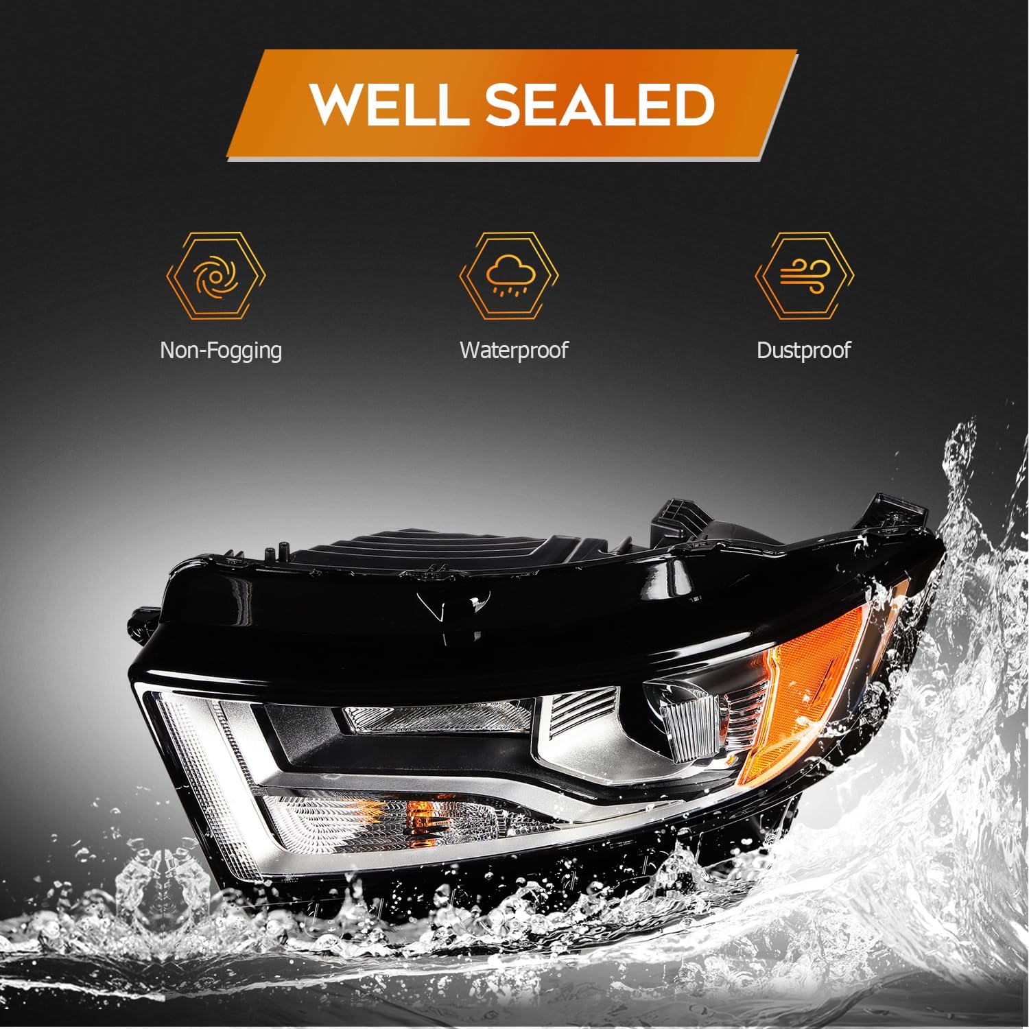 Headlight Assembly Fit 2015-2018 For Ford Edge Black Housing Amber Corner Driver Side FT4Z13008F FO2502341