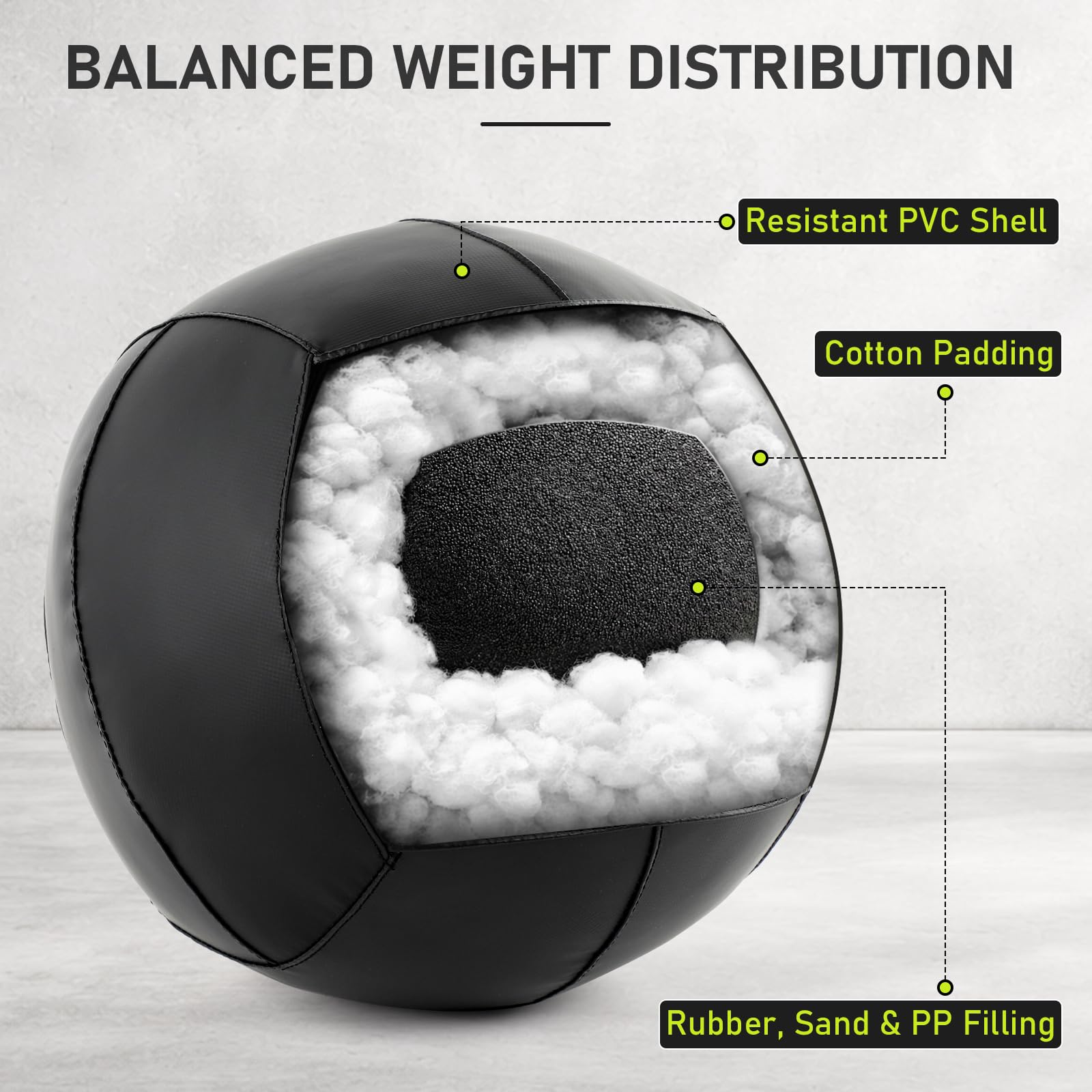 PhysKcal Medicine Wall Ball, pelotas de piel suave con peso para ejercicios dinámicos de cuerpo completo, entrenamientos HIIT, fortalecimiento de fuerza y resistencia, agarre cómodo con textura