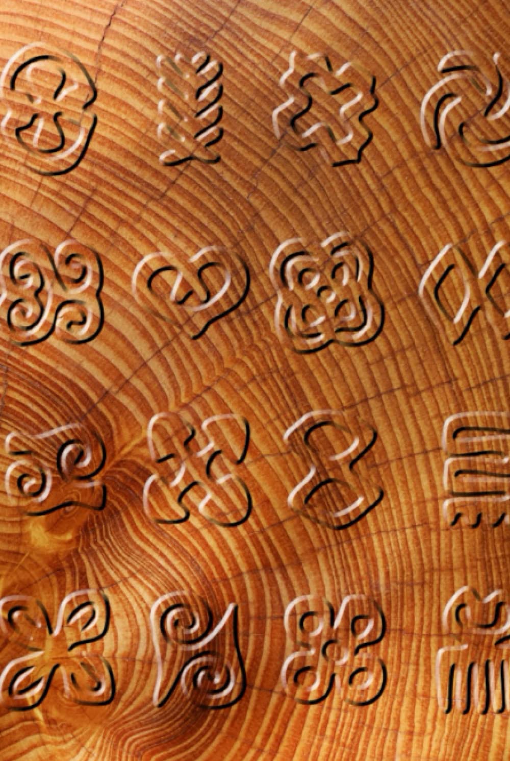 Adinkra Symbols Carved Wood: 110 Page Blank Notebook - Ruled Paper Journal - 6" x 9" (15.24 x 22.86 cm)
