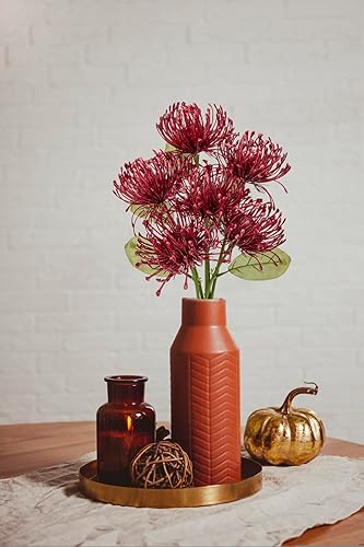 Miniatura 4 de Briful 6 flores artificiales de otoño de crisantemo de 4 pulgadas, flor de alfiler de imitación, flores grandes de otoño para decoración del hogar,