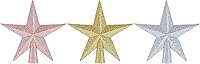 Vista 8 de Aneco - Juego de 3 adornos de estrella de árbol de Navidad de 6 pulgadas con purpurina, mini estrella para punta de árbol de Navidad, para árboles