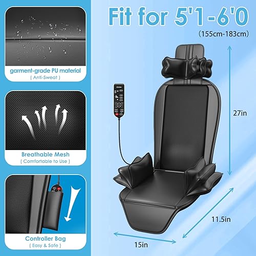 Miniatura 5 de Cojín de masaje Shiatsu con calor,Masajeador de amasado con vibración,Masajeador de asiento para oficina