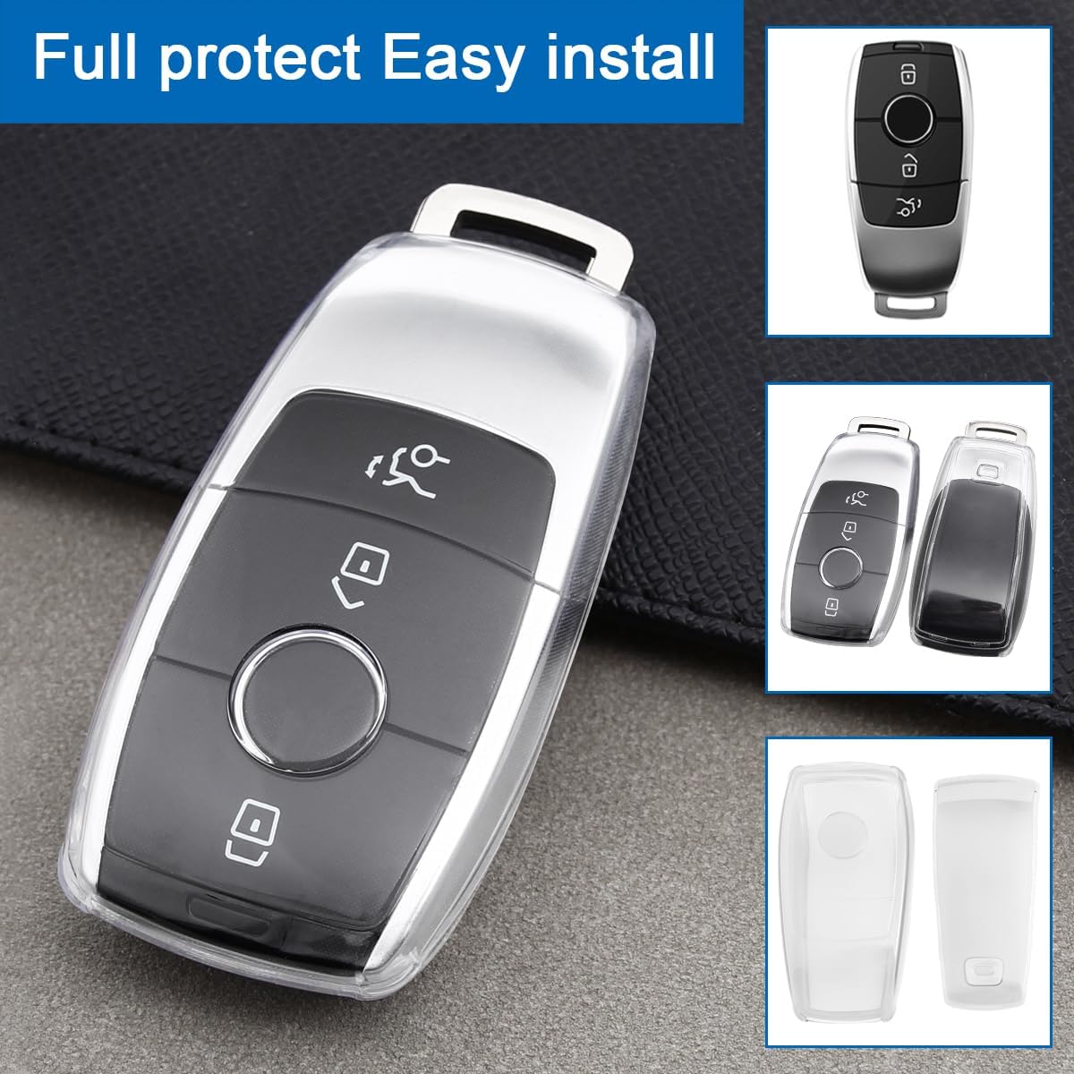 Compatible for Benz A B C E S GLC CLA CLE EQE Clear Car Key Fob Case Shell Holder Cover Accessories image 4