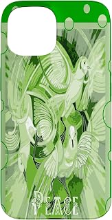 Dove with Celtic Peace Text in Green Tones Case for iPhone 15
