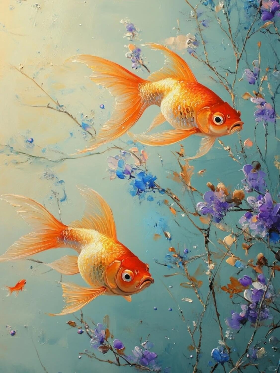 Rqwybcaxn Bead Cross Stitch Kits Flowers and carp 40x50cm