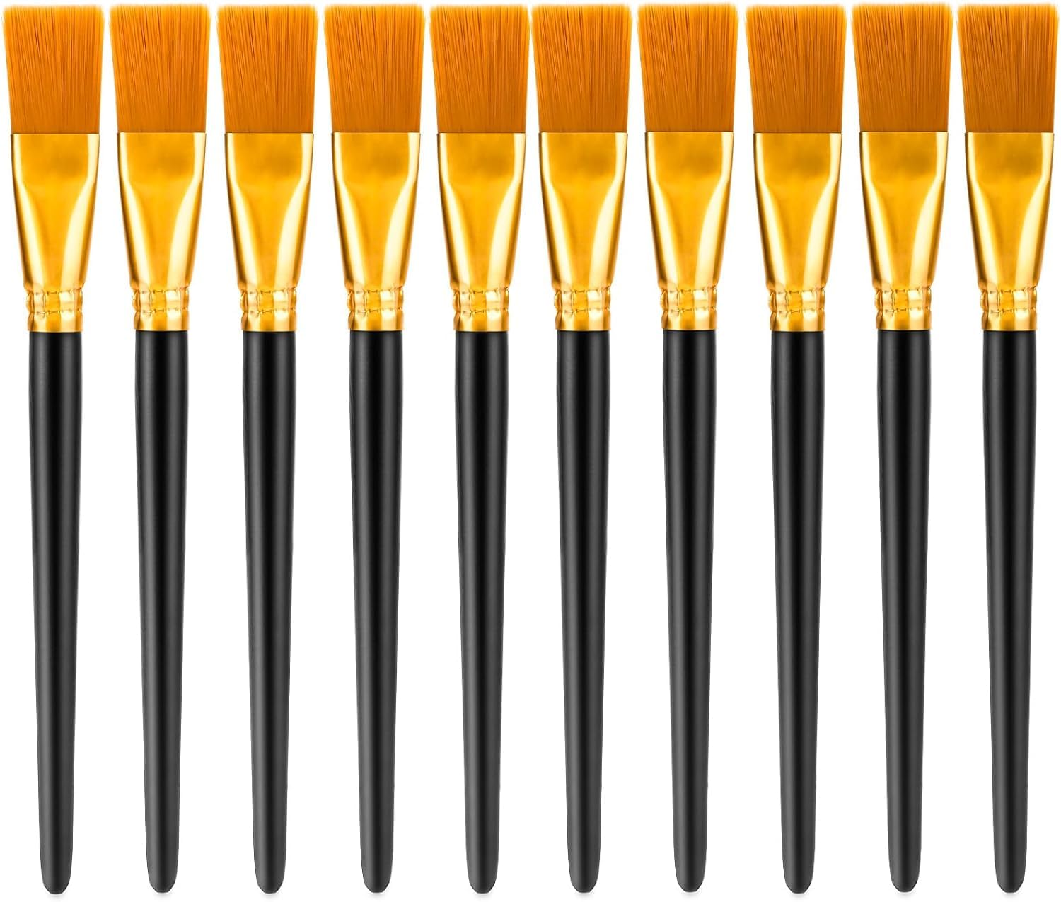 10PCS Flat Brush Set, Wide Nylon Flat Brush Watercolor Brushes, Oil Painting Brushes, Professional Brushes for Kids, Art Painters, Students Graffiti, Gouache, Acrylic Painting, Oil Painting (17.5CM)