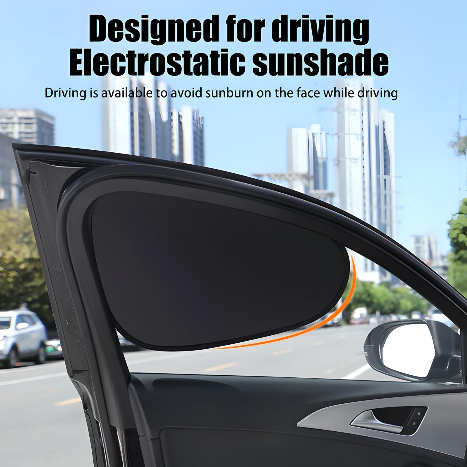 Car Side Window Sun Shade Electrostatic Adsorption Technology, 2 Pack Ultra-Light Car Front Side Window Shade 4-Layer Sun Protection Cover Foldable Auto Sun Shade Anti-Glare Protection