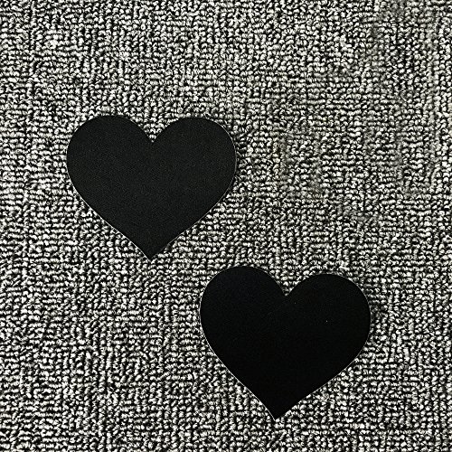 JESWELL Nipplecovers Disposable, Adhesive Women Pasties Sexy Breast Petals for Backless Dresses, Multi Design (Heart Petals 5 Pairs Black & 5 Pairs Red)3