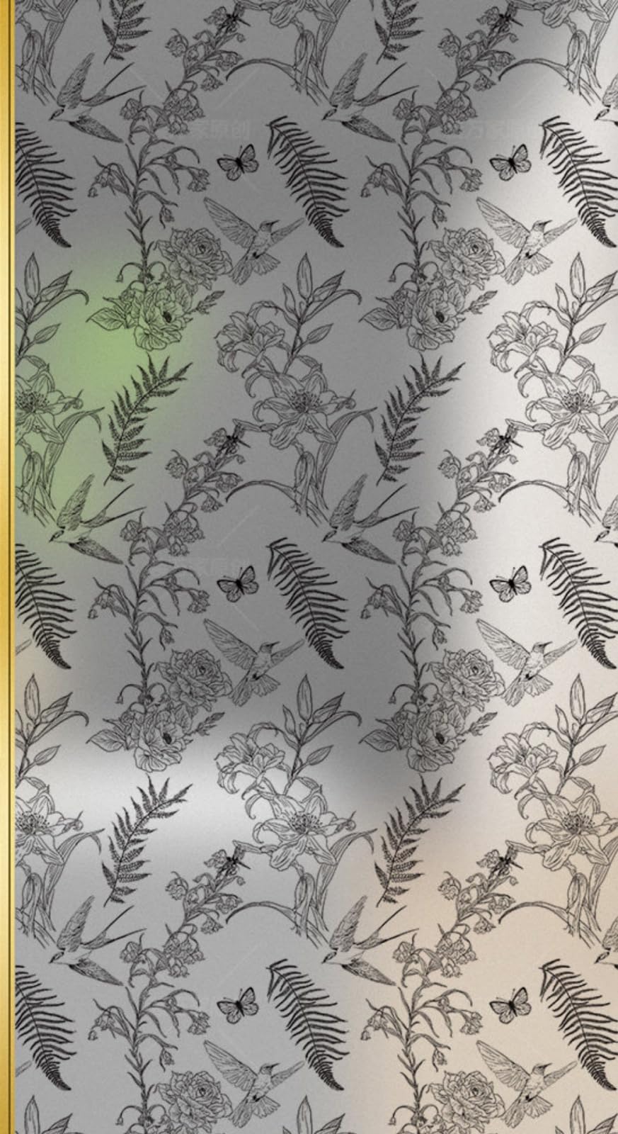Fensterfolie Blickdicht 90x200CM Blatt Schmetterling Statisch Selbsthaftend Dekorative Folie, Abnehmbare Glasfolien Anti-UV, für Badezimmer küche