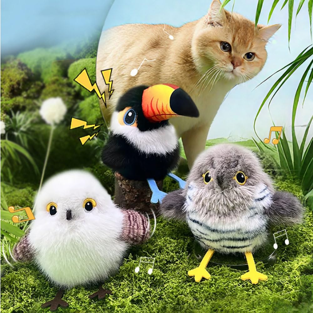 Amazon.co.jp: 猫 おもちゃ 羽ばたく玩具 鳥 電動飛ぶ鳥 スズメ 音声
