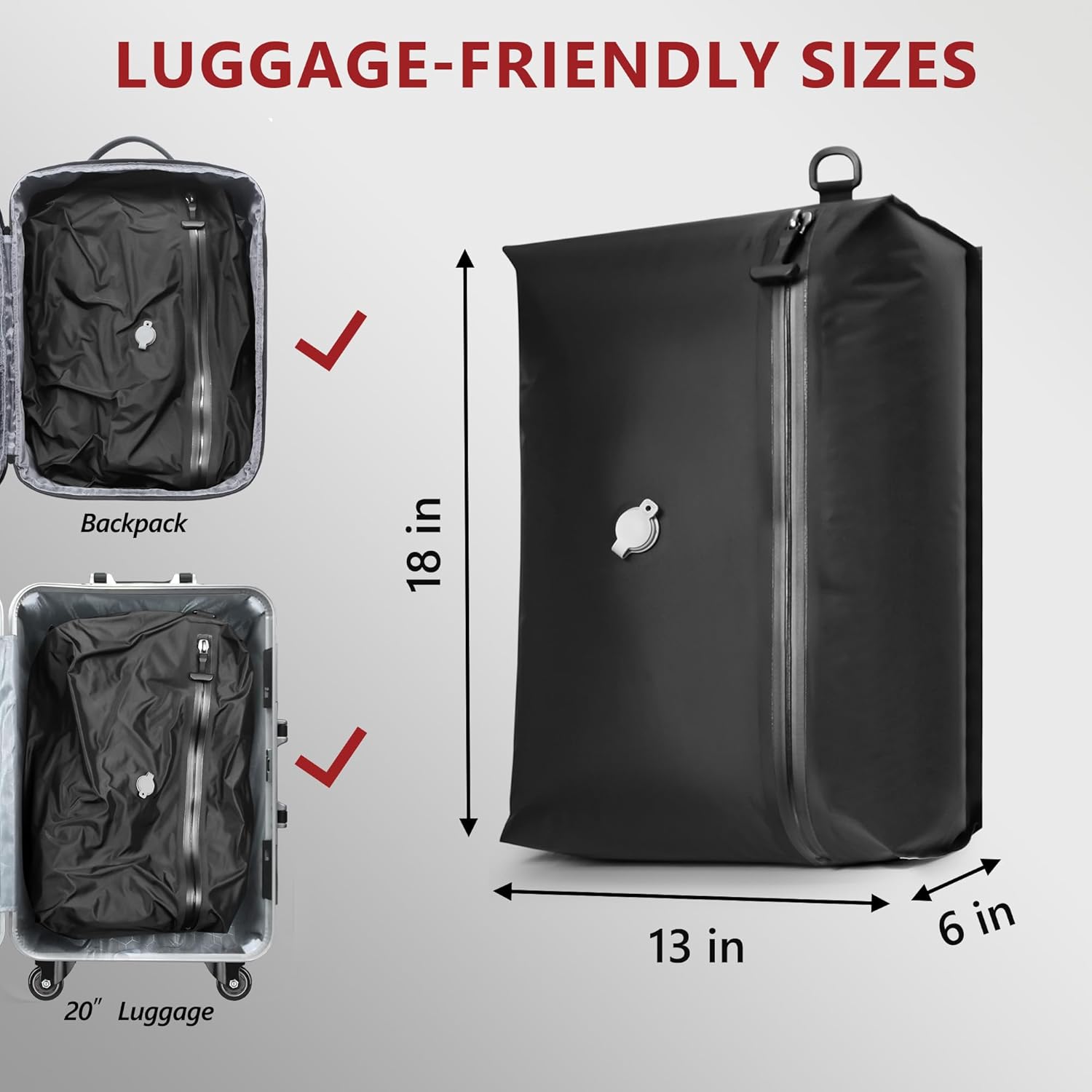 SUOCO Travel Pack Vacuum Kit, Vacuum Seal Bags for Clothing Travel with Cordless Pump, Carry-on Size Compression Packing Cubes for Luggage Suitcase Backpack, 2 Small