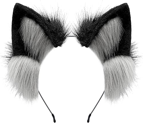 BNLIDES Orejas de gato hechas a mano de zorro, lobo y gato, para mujeres y hombres, disfraz de cosplay, accesorios para Halloween