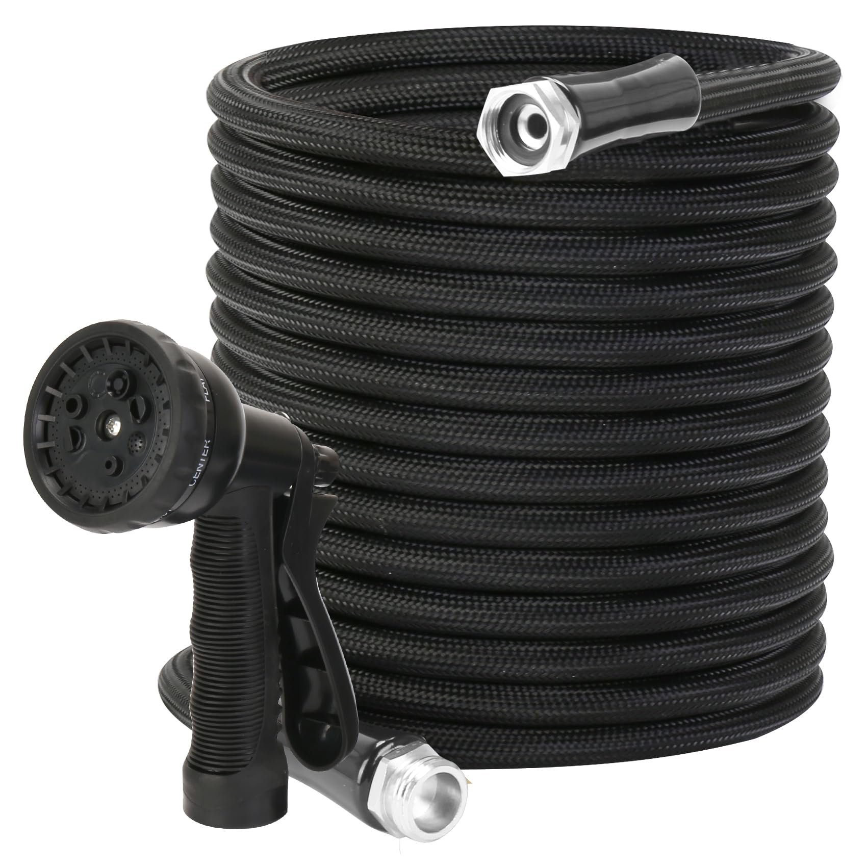Garden Hose, Flantor Water Hose 25 Feet Non-Expandable Water Hose, Lightweight and Durable Garden Hose with 8-Pattern Spray Nozzle, Leak-Proof & Kink-Free Hose