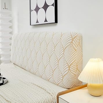 EFELIM Stretch Headboard Covers Full Queen King Size Bed Headboard Slipcover Jacquard Bed Head Cover Dustproof Protector for Upholstered Wood Headboard Cover Beige,190-210cm/75-82.6in