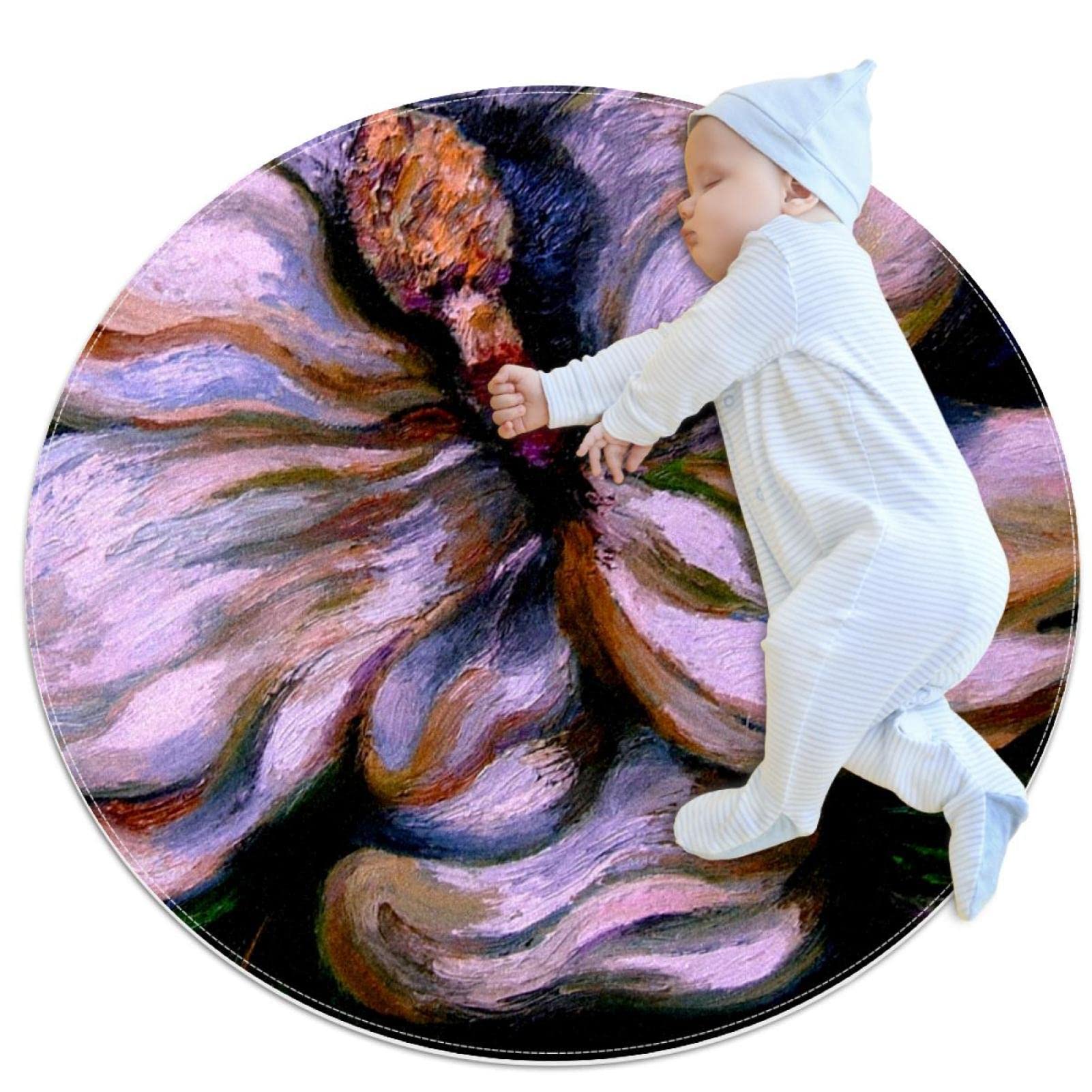 Tapis rond enfants magnolia 80cm antidérapant et confortable pour chambre de bébé