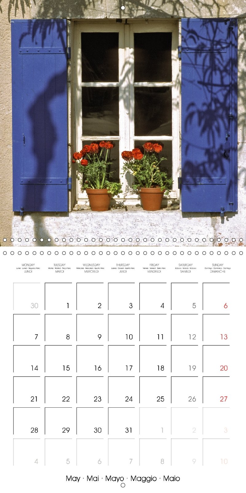 Fenetres de Provence calendario pared 2018 300 300 Mm Square