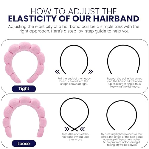 Miniatura 4 de Diademas de spa para lavar la cara, maquillaje y cuidado de la piel. Juego de 2 diademas para el cuidado de la piel con muñequeras. Paño de rizo