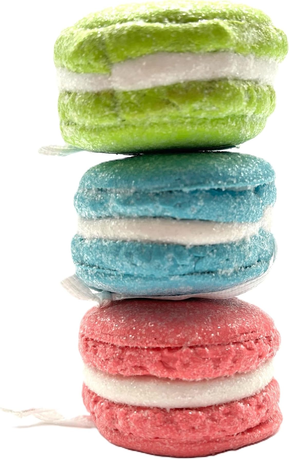 PASTEL GLITTERED MACAROON ORNAMENT - 3 ASSORTED