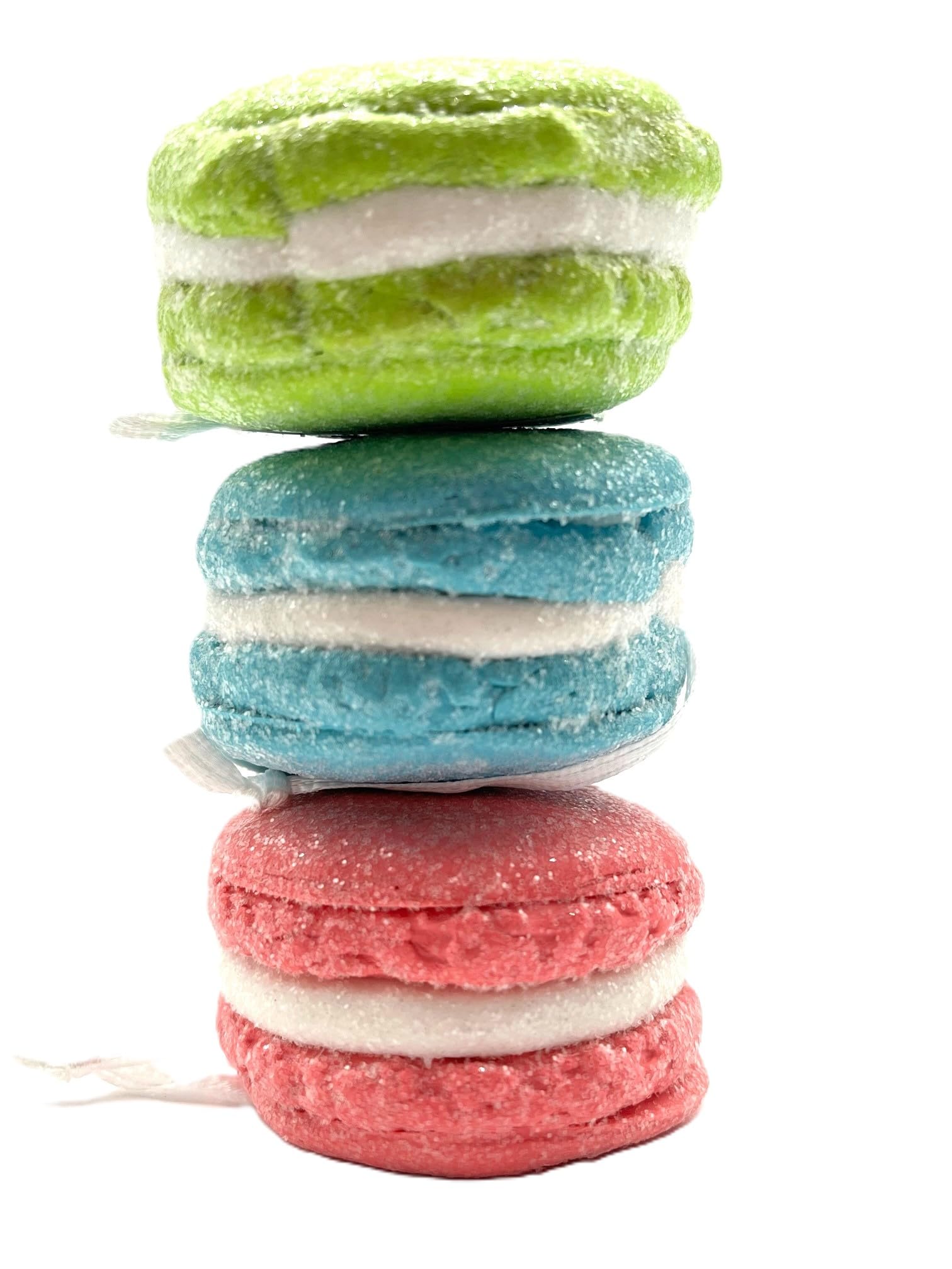 PASTEL GLITTERED MACAROON ORNAMENT - 3 ASSORTED