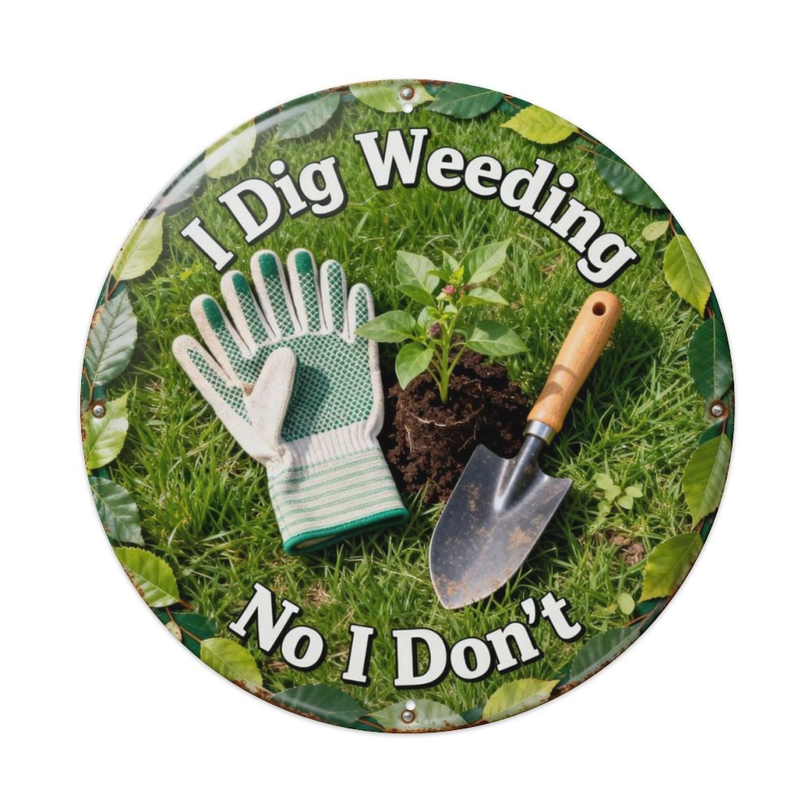 I Dig Weeding No I Don't Metal Tin Sign Plaque