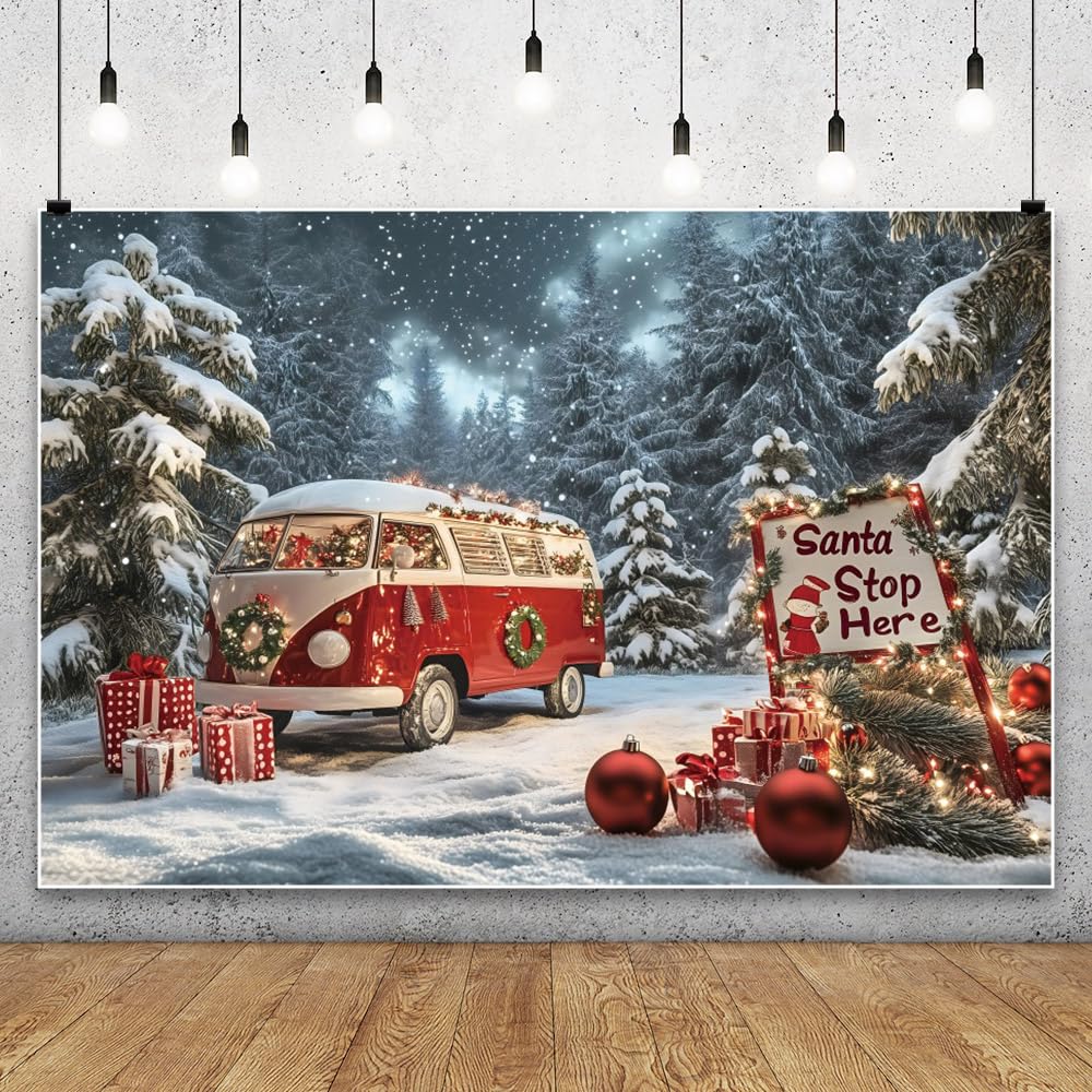 OFILA 3x2.5m Christams Foto Achtergrond Winter Sneeuwland Bomen Achtergrond Kerstman Thema Party Decor Achtergrond Kerstbomen Achtergrond Xmas Dorp Achtergrond Foto Booth