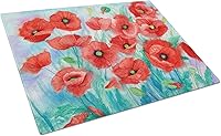 Vista 1 de Caroline's Treasures IBD0258LCB Tabla de cortar de vidrio de amapolas Tabla de cortar y servir de vidrio templado decorativa grande Tabla de cortar