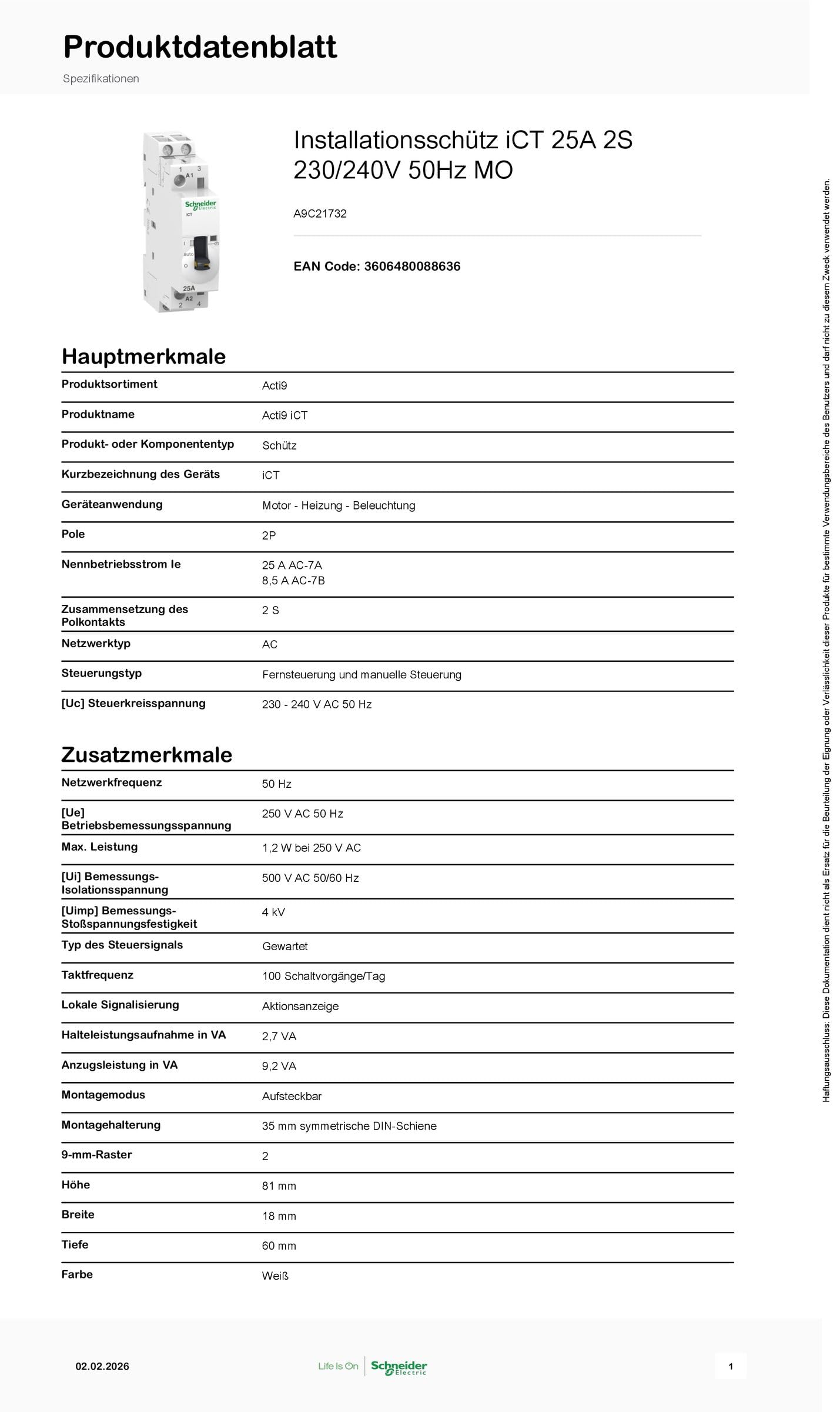iCT MAN 25A 2NA 230/240Vca