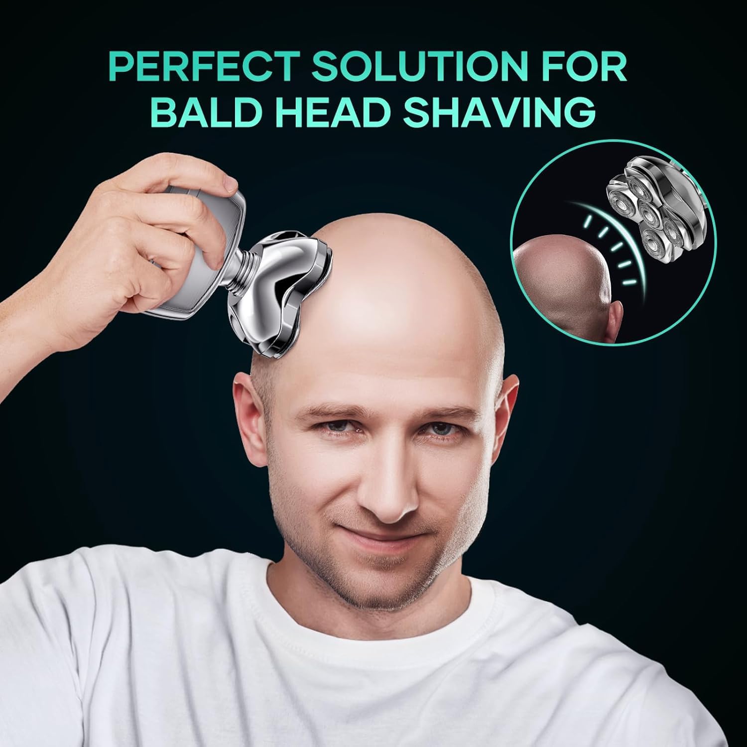 kensen Rasoio Testa Calva Impermeabile 5D Rasoio Elettrico Capelli 0 mm Wet & Dry Rasoio Elettrico Barba 120 Min con con Testina per Naso + Orecchie & Pettine Limitatore(3/5/7mm)
