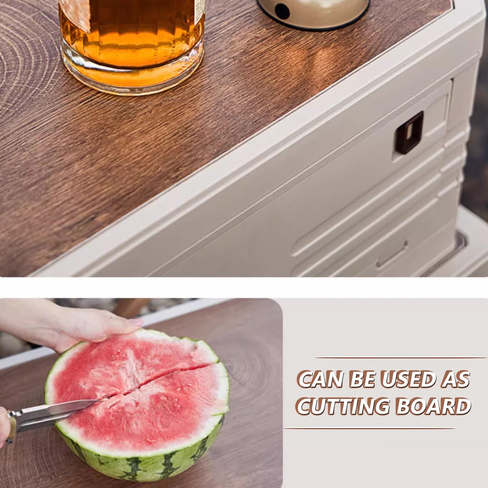 Zewnętrzna Pudełka Na Taras z Deską do Krojenia Nietrzeźwymi Uchwytami Hermetyczna Stapelna do Kempingu Domu Garażu I RV(Green,Large)