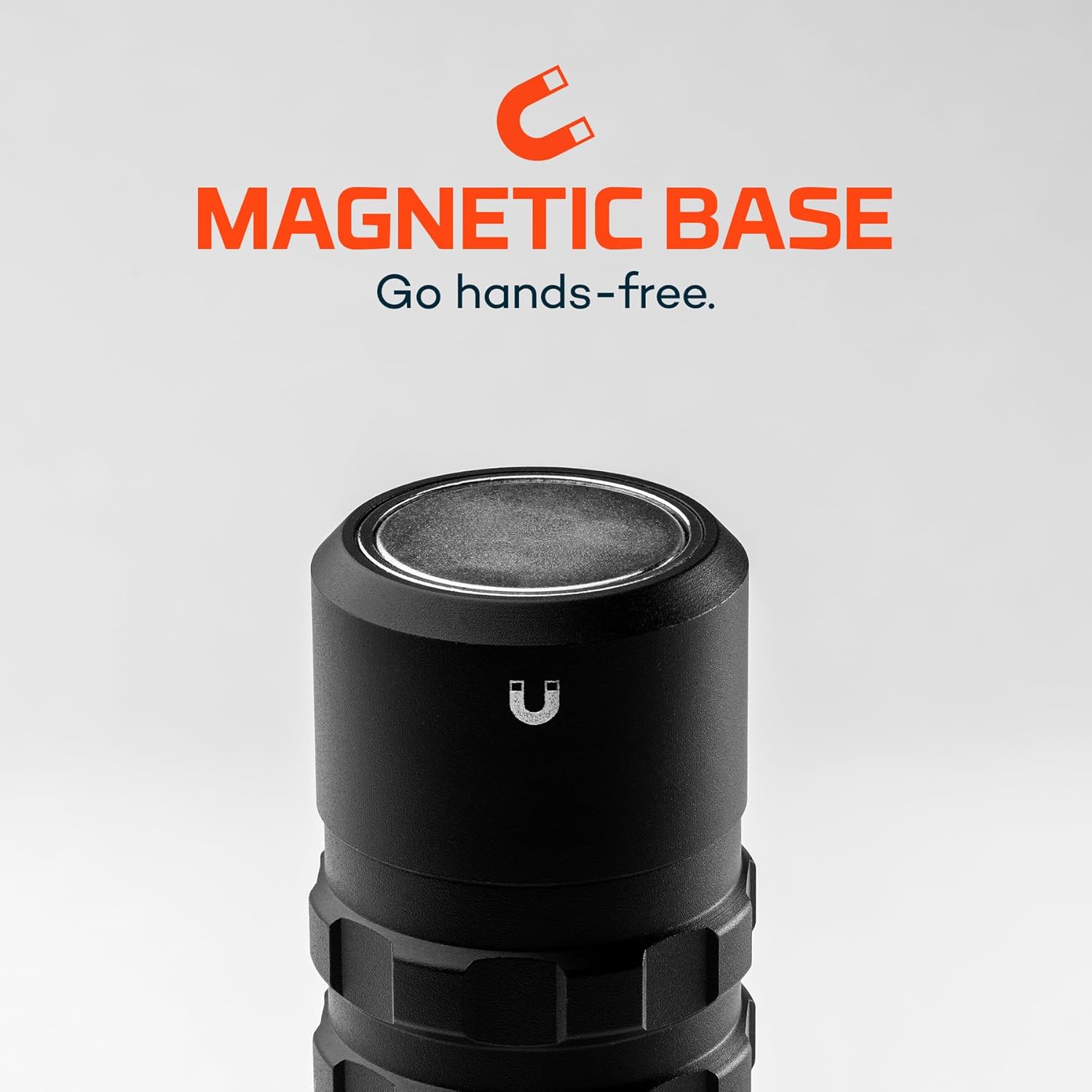 Close-up of the NEBO SLYDE KING flashlight's magnetic base