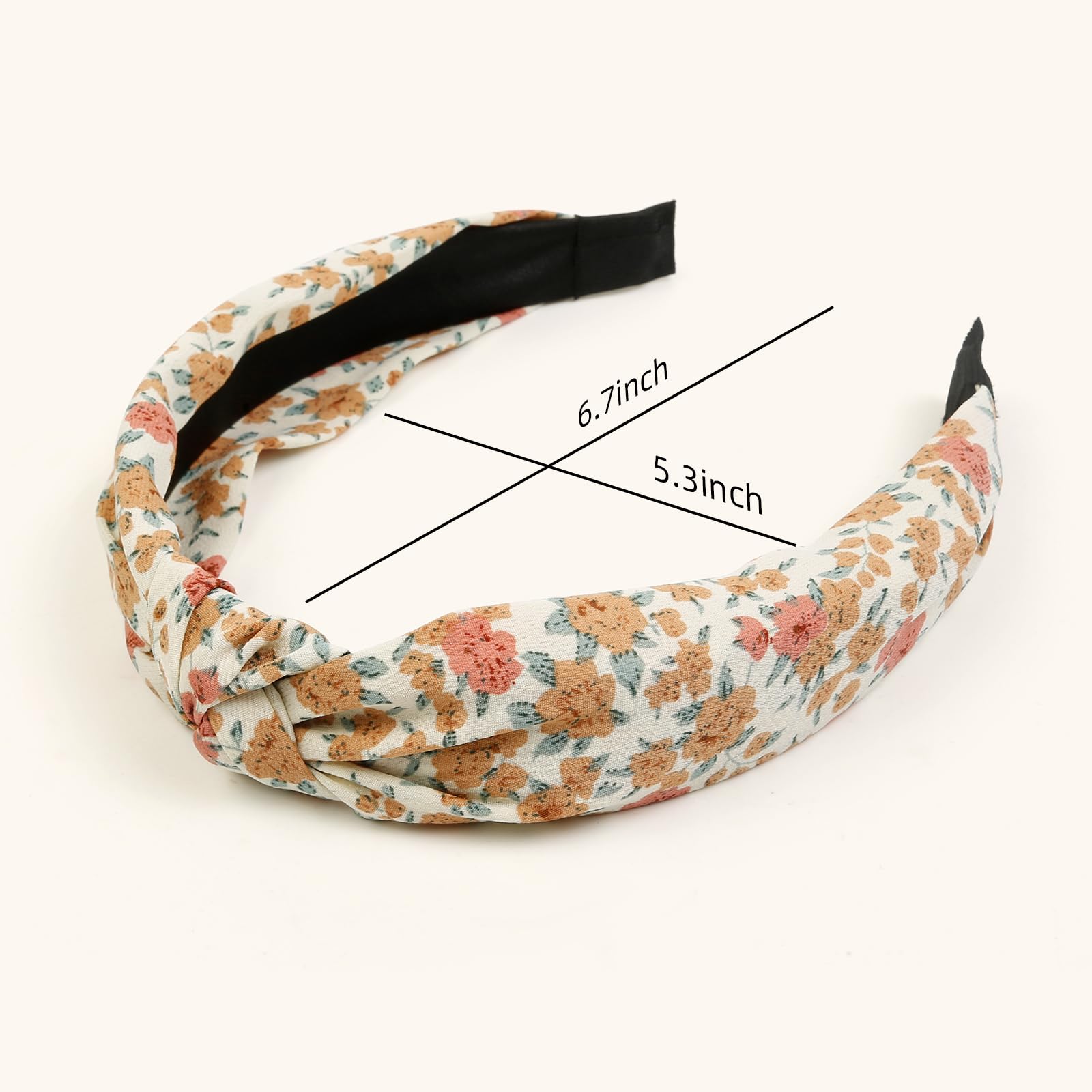 FASHION Black & Cream Floral Knot Headband Dark Boho Flowers Front Knot Headband – The Hazel Daisy Co main image 2